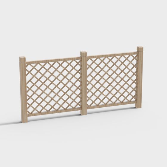 Low-Poly Wooden Fence 3D Model