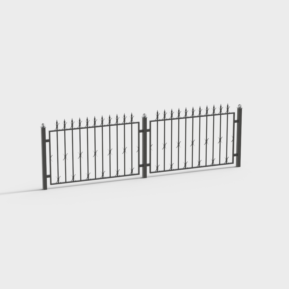 Elegant Wrought Iron Gate 3D model