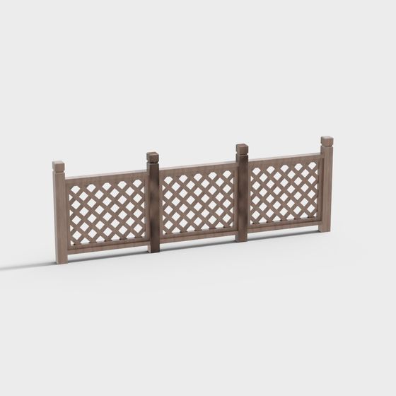 Low Polygon Wooden Fence 3D model