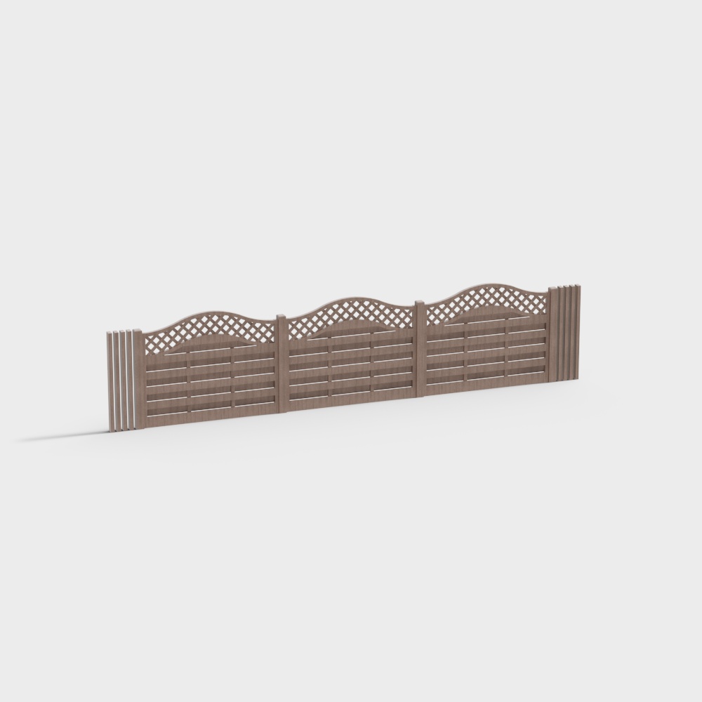 Charming Low-Poly Wooden Fence 3D Model – Rustic Timber Design