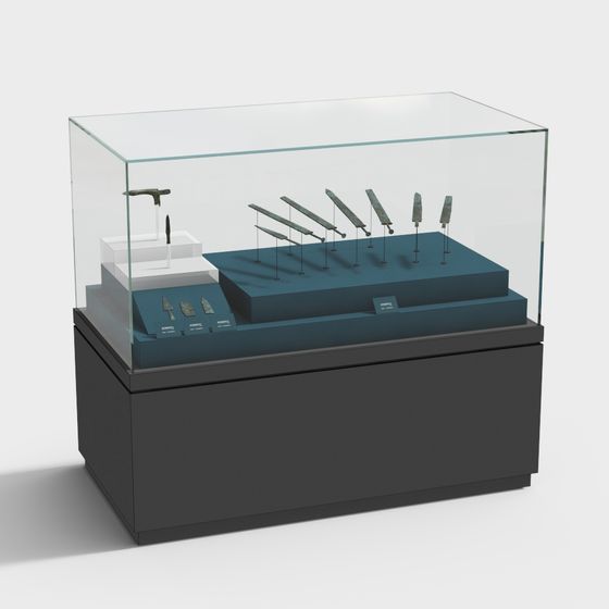 Low Poly Museum Showcase 3D Model