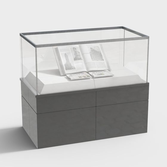 Stylish Low-Poly Display Cabinet 3D model for Contemporary Spaces