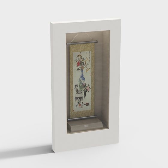 Elegant Oriental Vase Scroll 3D model