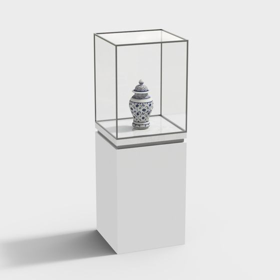 Stunning Blue and White Porcelain Display Cabinet 3D model