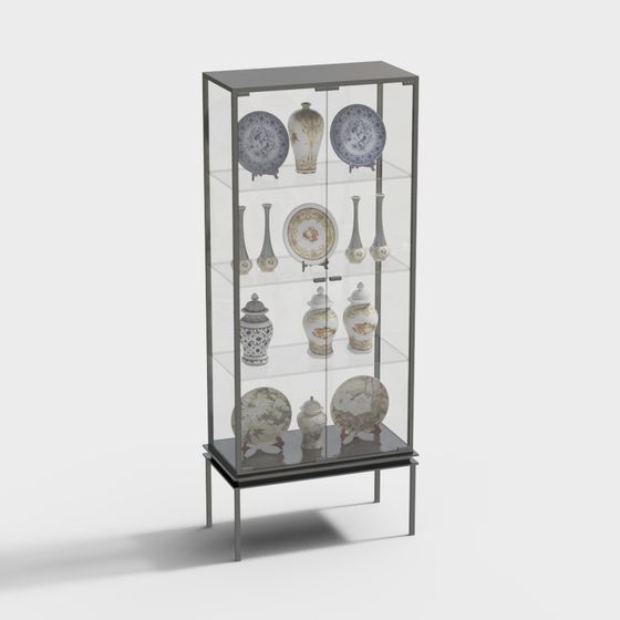 Stylish Low-Polygon Display Cabinet 3D model