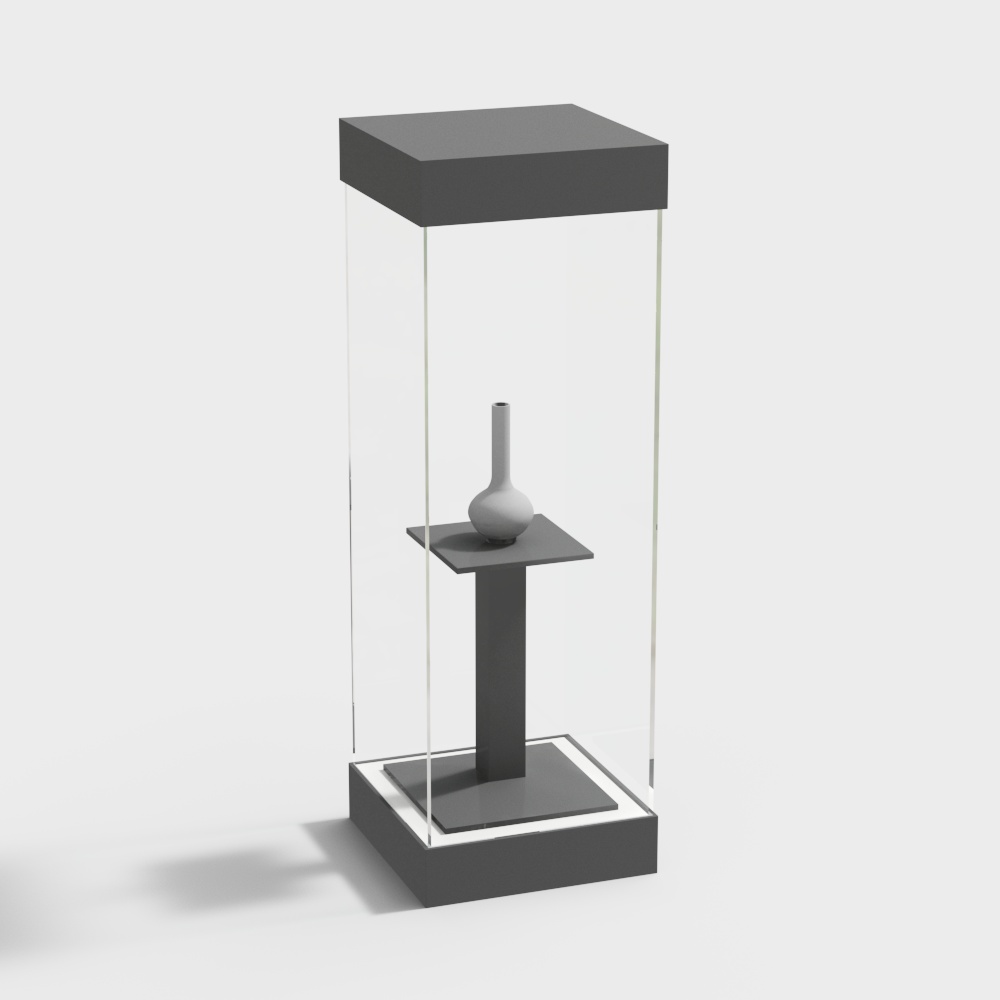 Minimalist Gray Display Cabinet 3D model