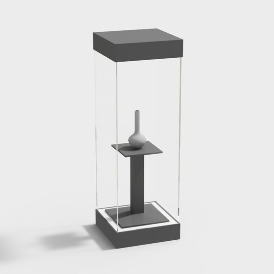 Minimalist Gray Display Cabinet 3D model