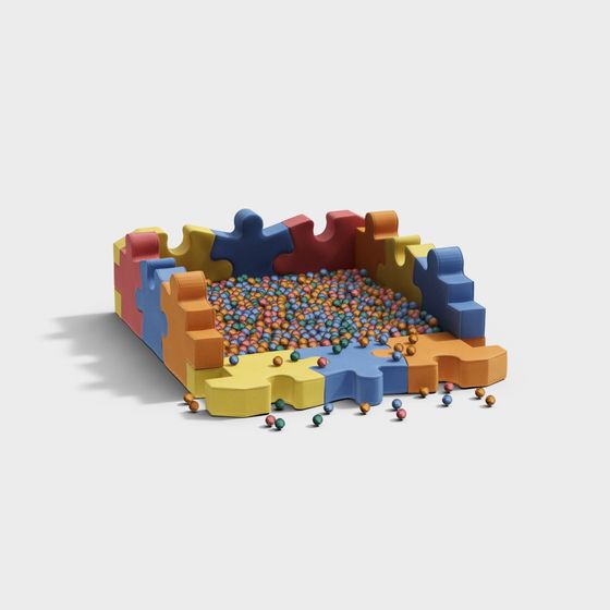 Colorful Puzzle Ball Pit 3D model for Creative Projects