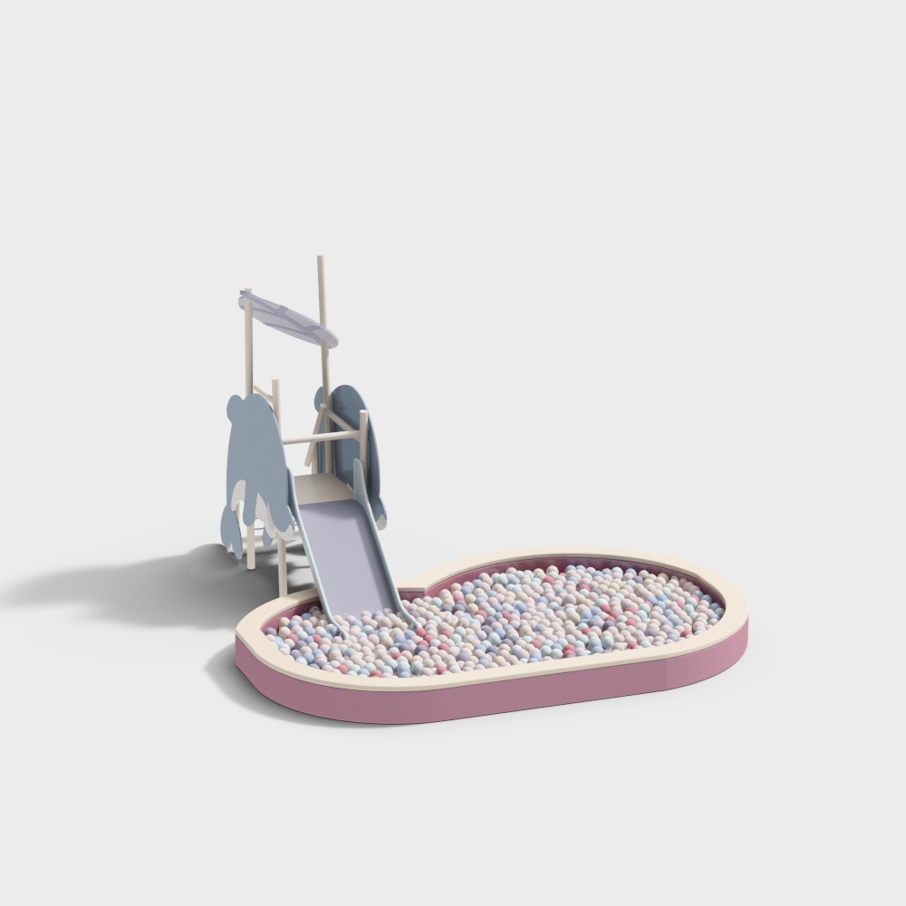 Whimsical Slide Playground 3D Model – Playful Low-Poly Design