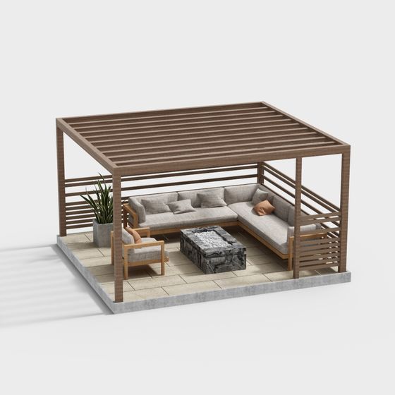 Modern Minimalist Outdoor Leisure Area 3D model