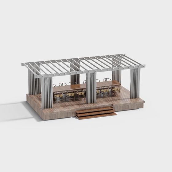 Modern Low-Poly Outdoor Relaxation Pavilion 3D model