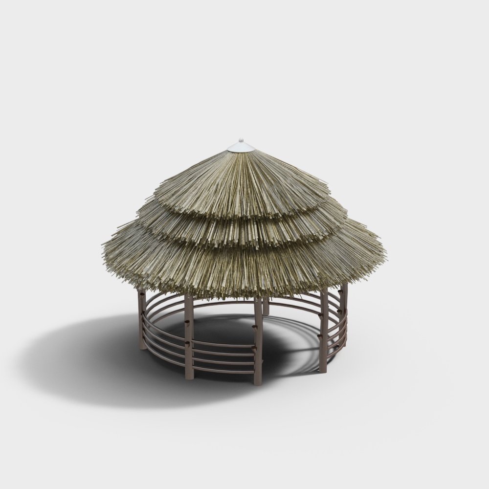 Tropical Low-Poly Thatch Pavilion 3D model