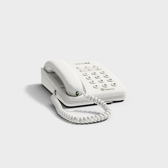 Classic White Telephone 3D model