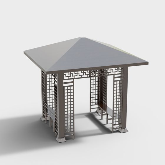 Elegant Low-Poly Pavilion 3D Model