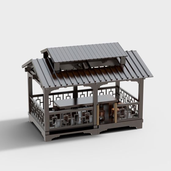 Charming Eastern Pavilion 3D model for Creative Projects