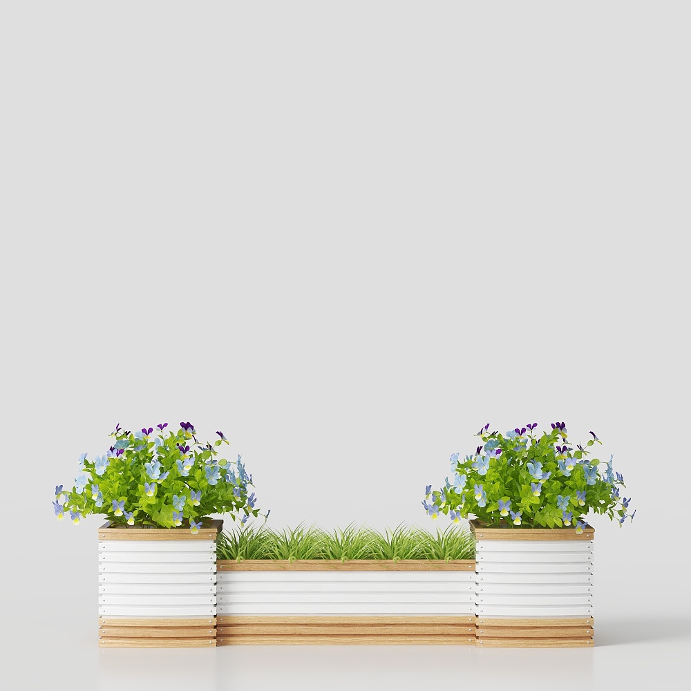 Garden modern flower bed planter potted plants