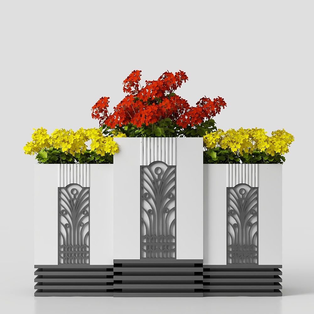 Garden outdoor modern flower bed potted plants