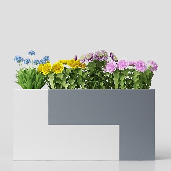 Modern Gray Metal Planter 3D model