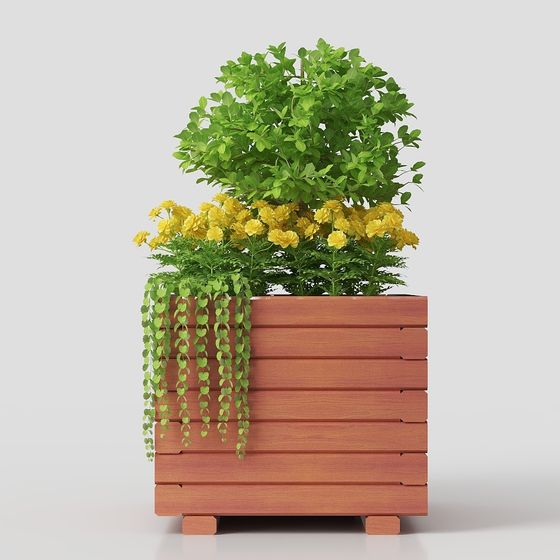 Low Polygon Flower Pot 3D Model