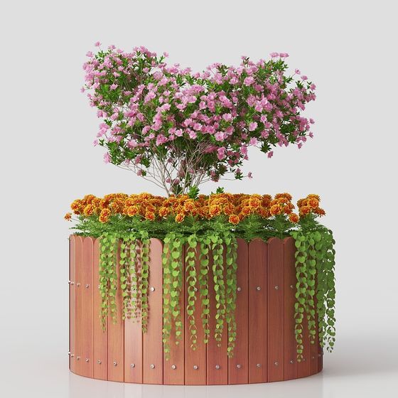 Low Poly High Detail Cylinder Planter 3D model