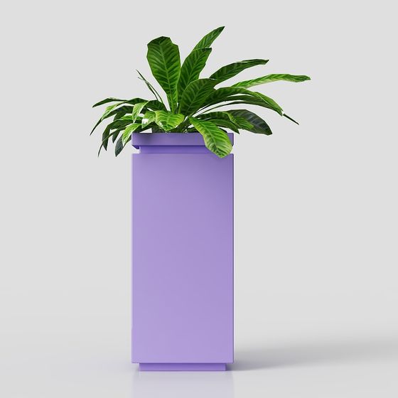 Charming Purple Flower Pot Plant 3D model