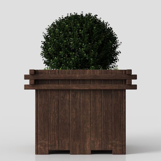 Charming Wooden Planter 3D model for Creative Ideas