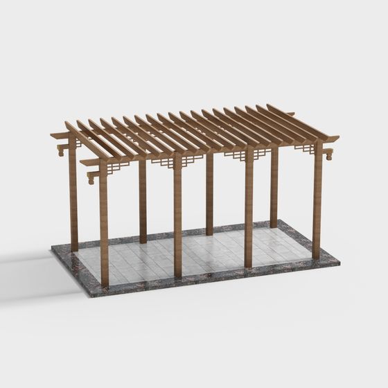 Elegant Low Poly Pavilion 3D model