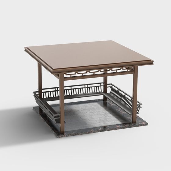 Oriental Courtyard Pavilion 3D model