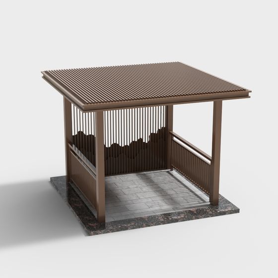 Oriental-Style Pavilion 3D Model