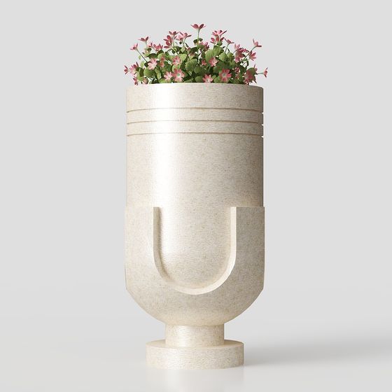 Elegant Low-Polygon 3D Flower Pot Model