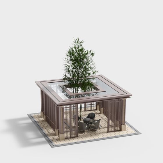 Low Poly Tranquil Gazebo 3D model