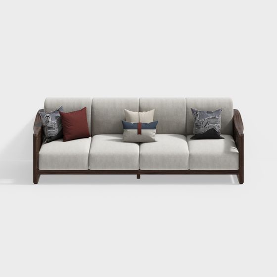 Stylish Low-Polygon Sofa 3D model for Modern Interiors