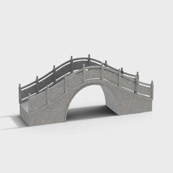 Elegant Low-Poly Stone Bridge 3D model