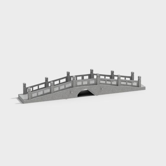 Elegant Low-Poly Stone Bridge 3D model