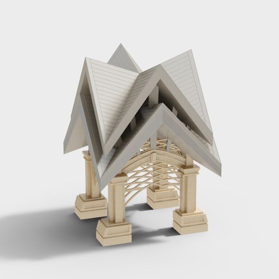Modern Low-Polygon Pavilion 3D model