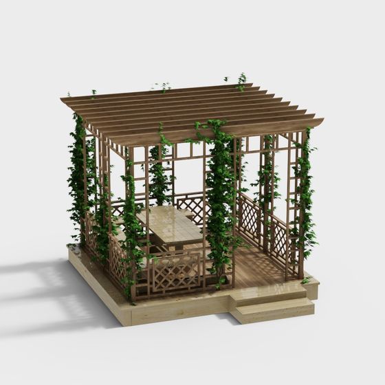 Low Polygon Wooden Pavilion 3D model