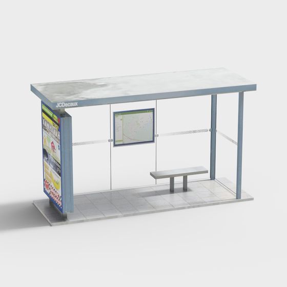 Urban Bus Shelter 3D model