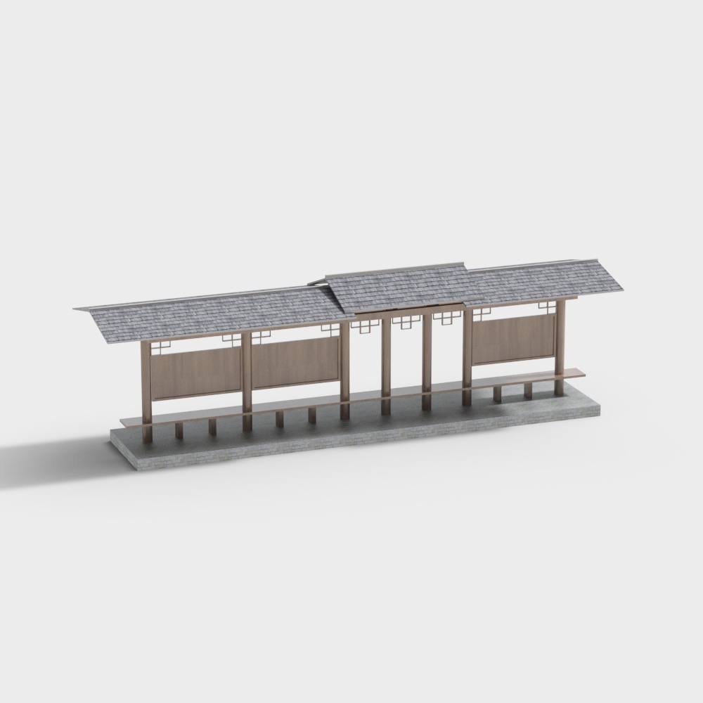 Oriental Pavilion 3D model - Fusion of Modern and Traditional Aesthetics