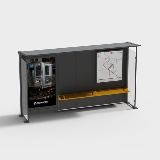 Urban Metro Station Waiting Shelter 3D model