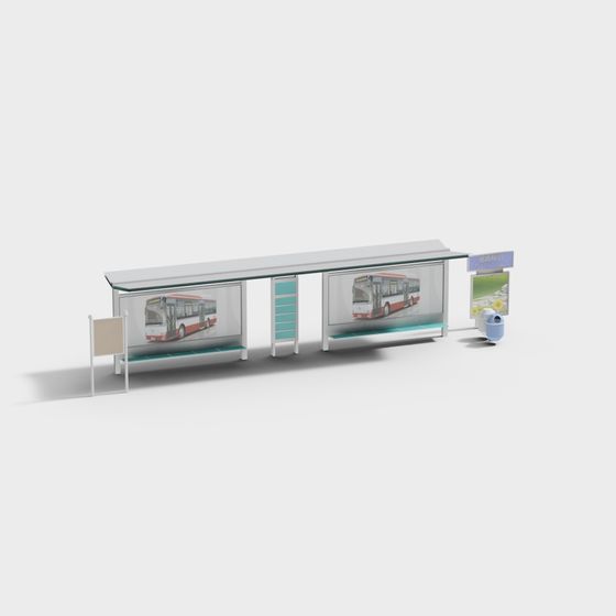 Modern Low-Poly Bus Stop 3D model