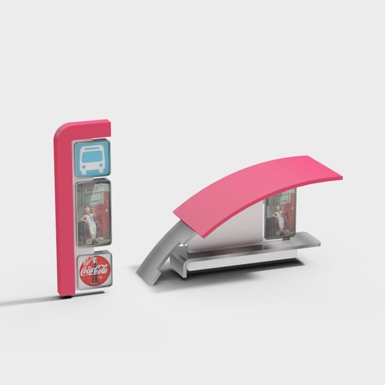 Retro-Inspired Bus Stop Sign 3D Model