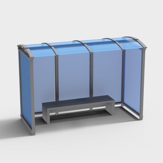 Elegant Urban Bus Shelter 3D model
