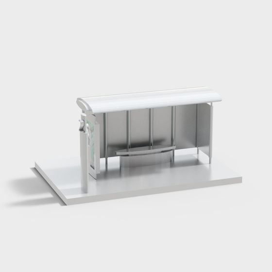 Modern Low-Poly Bus Stop 3D model