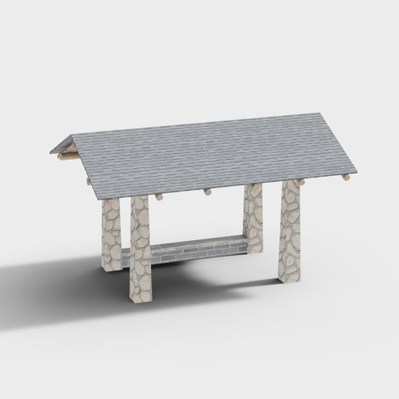 Charming Stone Pavilion 3D model for Tranquil Settings