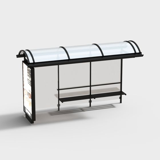 Modern Low-Poly Bus Stop 3D model