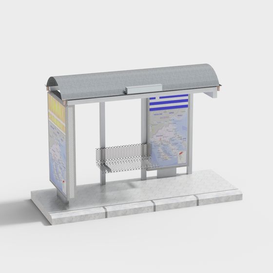 Unique Low-Poly Bus Stop 3D Model for Urban Designs
