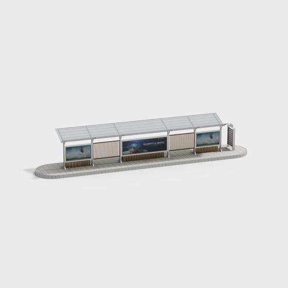 Modern Bus Shelter 3D model for Urban Environments