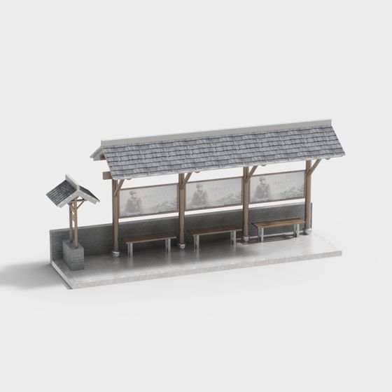 Country Stop Shelter 3D model