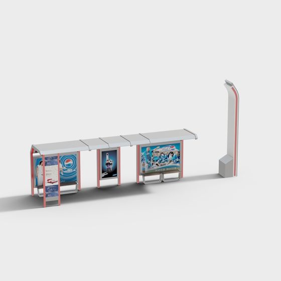 Stylish Bus Stop 3D Model for Urban Environments