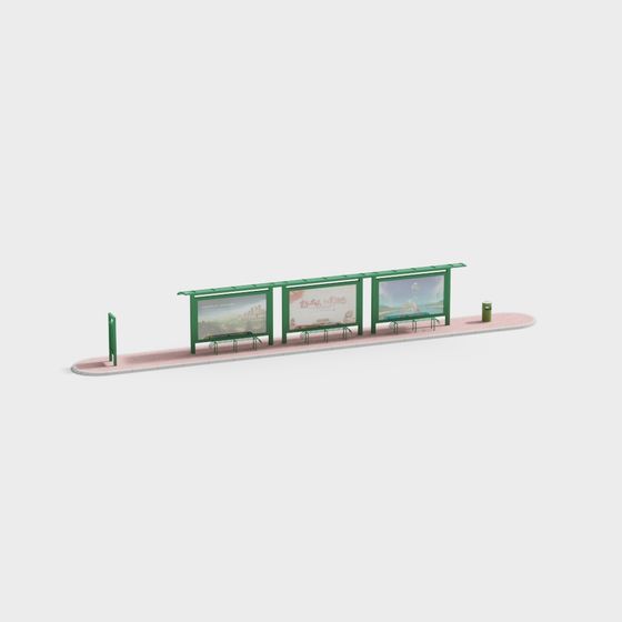 Stylish Bus Stop 3D model for Urban Environments
